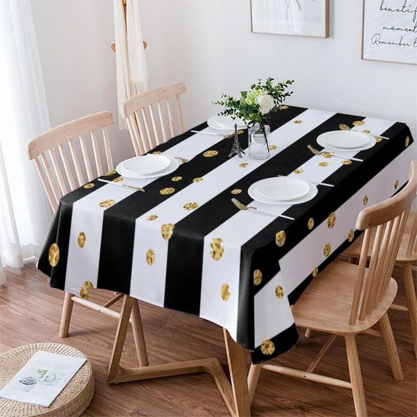 table cloth black and white stripes golden dots waterproof dining tablecloth kitchen decorative coffee cuisine party cover
table cloth black and white stripes golden dots waterproof dining tablecloth kitchen decorative coffee cuisine party cover