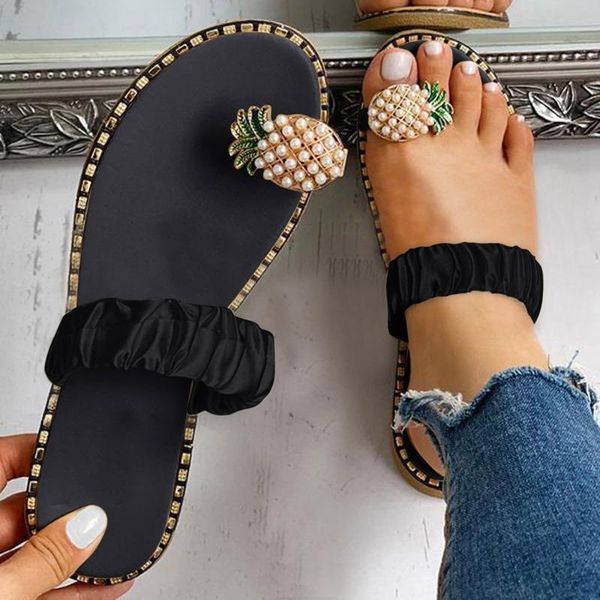 slippers summer casual flip flops flowers pearl woman flat shoes comfortable femme beach sandals 35-43 plus size women flats l*5, Black
slippers summer casual flip flops flowers pearl woman flat shoes comfortable femme beach sandals 35-43 plus size women flats l*5, Black