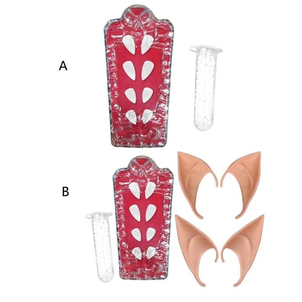 earrings & necklace j60e vampire dentures 1 root canal teeth granule adhesive 2 pairs fairy elf ears halloween horror party cosplay costume, Silver
earrings & necklace j60e vampire dentures 1 root canal teeth granule adhesive 2 pairs fairy elf ears halloween horror party cosplay costume, Silver