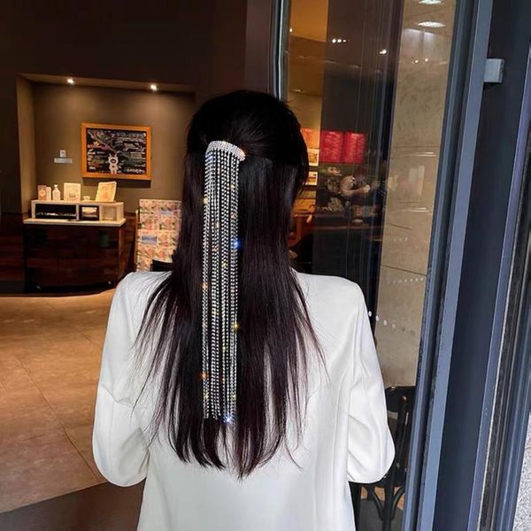 hair accessories 1 pc full rhinestones long chain tassel clips party delicate shiny hairpin women girls fashion barettes, Slivery;white
hair accessories 1 pc full rhinestones long chain tassel clips party delicate shiny hairpin women girls fashion barettes, Slivery;white
