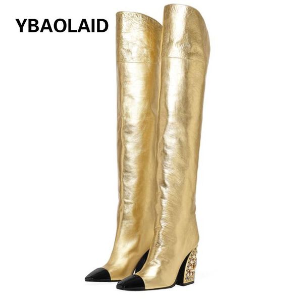 boots golden pointed toe catwalk gemstone heel over the knee 2021 cowhide mature personality mixed color high knight, Black
boots golden pointed toe catwalk gemstone heel over the knee 2021 cowhide mature personality mixed color high knight, Black