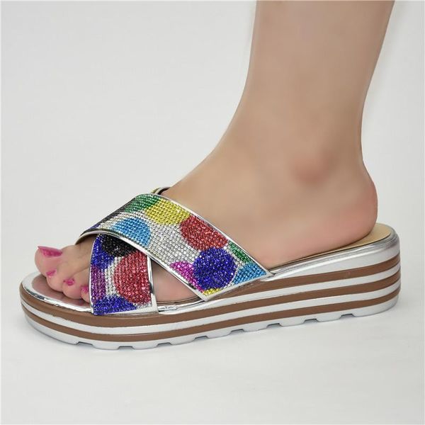 fashion lady shoes silver with colorful rhinestones african medium wedge heel slippers 222-5 height 4cm dress, Black
fashion lady shoes silver with colorful rhinestones african medium wedge heel slippers 222-5 height 4cm dress, Black