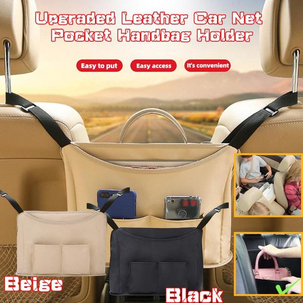 car organizer upgraded leather net pocket handbag holder between the two seats of storage luggage auto products accessories
car organizer upgraded leather net pocket handbag holder between the two seats of storage luggage auto products accessories