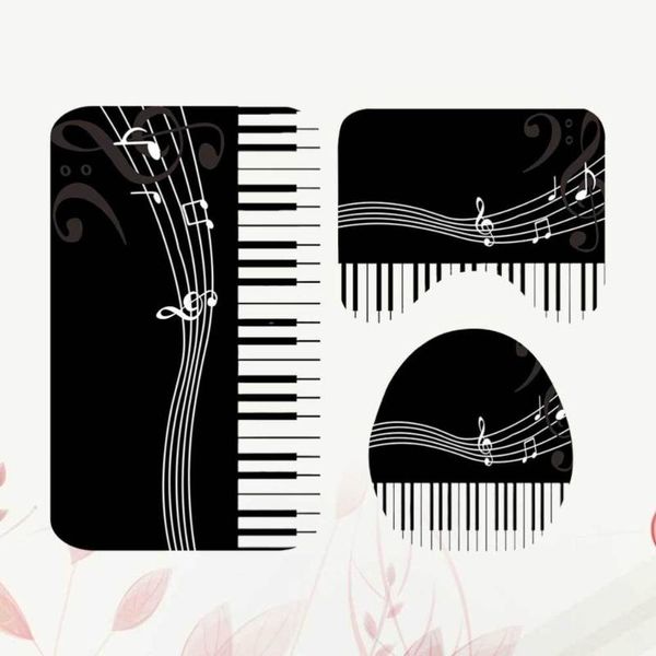 3pcs piano keys pattern bathroom floor mat anti-skid pad set practical closestool lid cover black bath mats
3pcs piano keys pattern bathroom floor mat anti-skid pad set practical closestool lid cover black bath mats