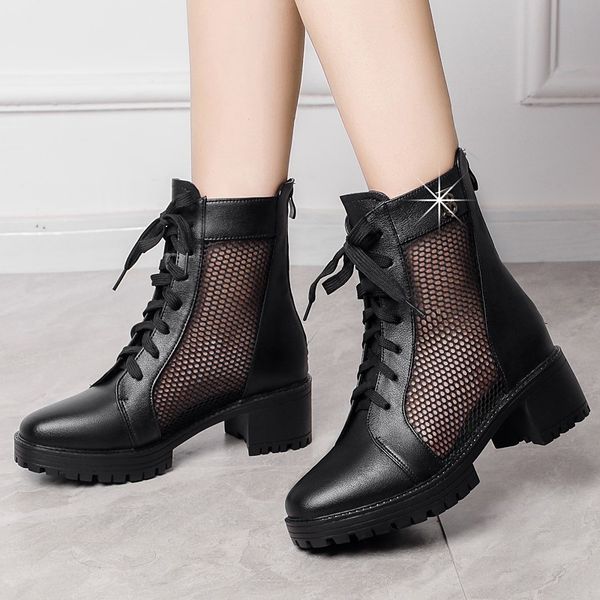 sandals summer ankle boots women's high heels 2021 genuine leather fashion shoes lace-up mesh ladies ybm3, Black
sandals summer ankle boots women's high heels 2021 genuine leather fashion shoes lace-up mesh ladies ybm3, Black