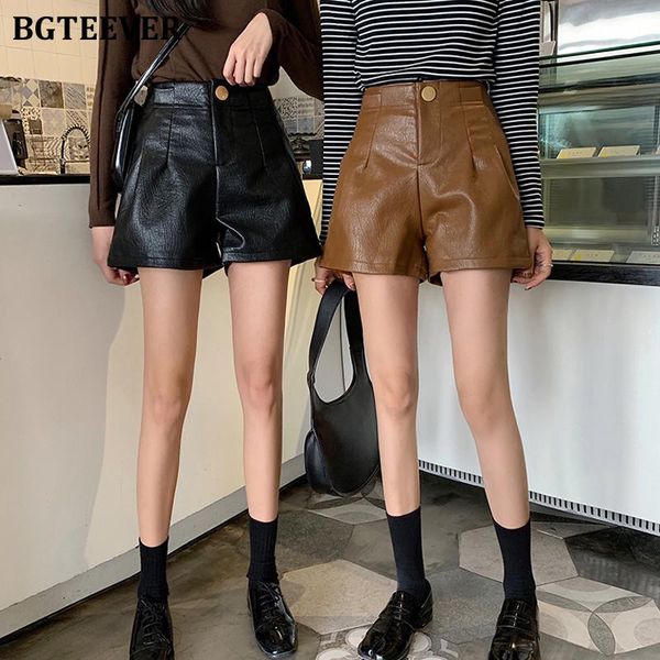 women's shorts bgteever casual pu leather women high waist solid street loose female wide legs autumn winter femininas 2021, White;black
women's shorts bgteever casual pu leather women high waist solid street loose female wide legs autumn winter femininas 2021, White;black
