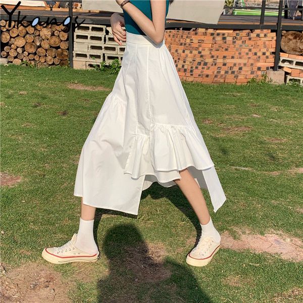 irregular a-line skirt women korean vintage streetwear solid white black skirt summer high-waist stitching pleated long skirt 210412
irregular a-line skirt women korean vintage streetwear solid white black skirt summer high-waist stitching pleated long skirt 210412