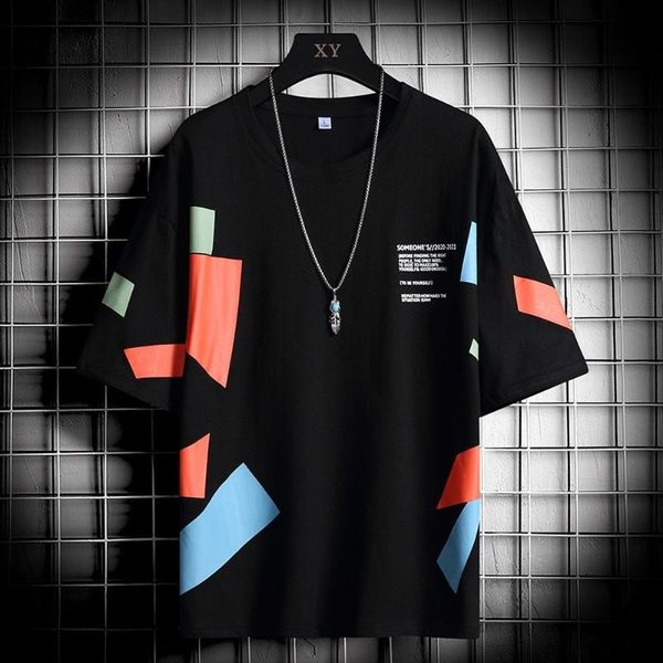 men summer shirt short sleeve geometric pattern print tshirts mens outwear harajuku breathable tee hip hop style 2021 men's t-shirts, White;black
men summer shirt short sleeve geometric pattern print tshirts mens outwear harajuku breathable tee hip hop style 2021 men's t-shirts, White;black