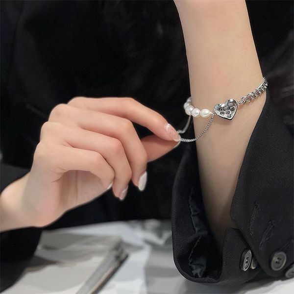 link chain for women french vintage freshwater pearl love women's minimalist personality stylelink, Black
link chain for women french vintage freshwater pearl love women's minimalist personality stylelink, Black
