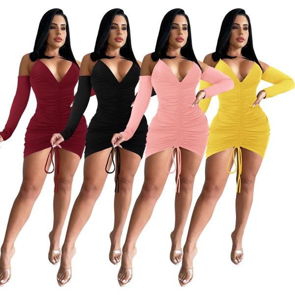 casual dresses for women 2021 pure color fashion off the shoulder v neck drawstring bandage folds autumn clothes wholesale items, Black;gray
casual dresses for women 2021 pure color fashion off the shoulder v neck drawstring bandage folds autumn clothes wholesale items, Black;gray