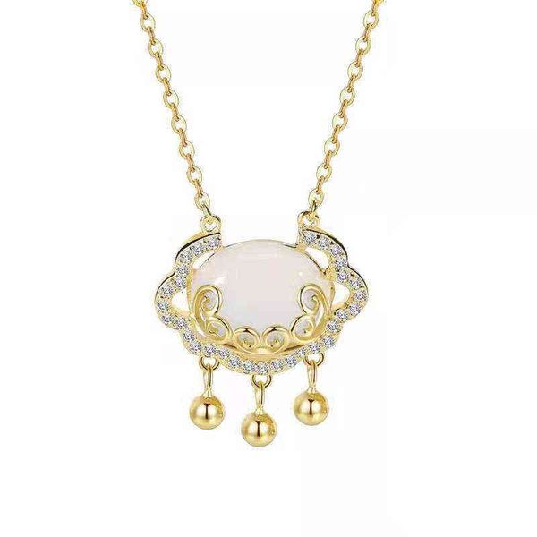 ping an ruyi lock necklace female chinese style imitation hetian jade hollow pattern pendant temperament clavicle chain, Silver
ping an ruyi lock necklace female chinese style imitation hetian jade hollow pattern pendant temperament clavicle chain, Silver