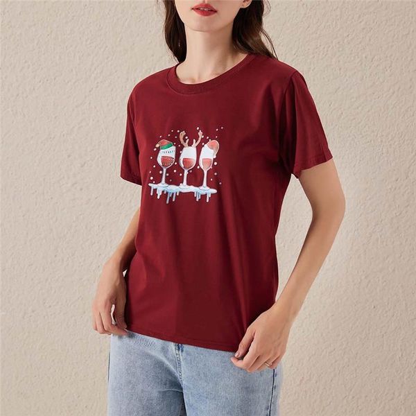 women's t-shirt summer women loose personalized wine glass printing o neck short sleeve female casual fashion, White
women's t-shirt summer women loose personalized wine glass printing o neck short sleeve female casual fashion, White