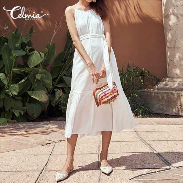 celmia women sleeveless solid cotton dress 2021 summer spaghetti straps midi sundress casual loose vestidos belted robe 5xl dresses, Black;gray
celmia women sleeveless solid cotton dress 2021 summer spaghetti straps midi sundress casual loose vestidos belted robe 5xl dresses, Black;gray