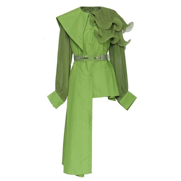 jacket Autumn and winter overweight irregular retro niche industry stitching plied shirt skirt with female belt, Black;brown
jacket Autumn and winter overweight irregular retro niche industry stitching plied shirt skirt with female belt, Black;brown