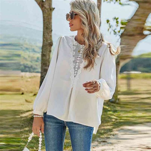 hollow out shirts lady spring summer loose white floral lace patchwork long sleeve blouse women elegant shirt 210522
hollow out shirts lady spring summer loose white floral lace patchwork long sleeve blouse women elegant shirt 210522