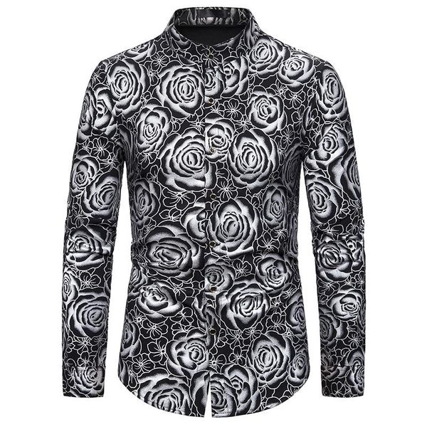men's casual shirts luclesam men rose bronzing dress shirt mens button up long sleeve luxury blouse stage performance nightclub costume, White;black
men's casual shirts luclesam men rose bronzing dress shirt mens button up long sleeve luxury blouse stage performance nightclub costume, White;black