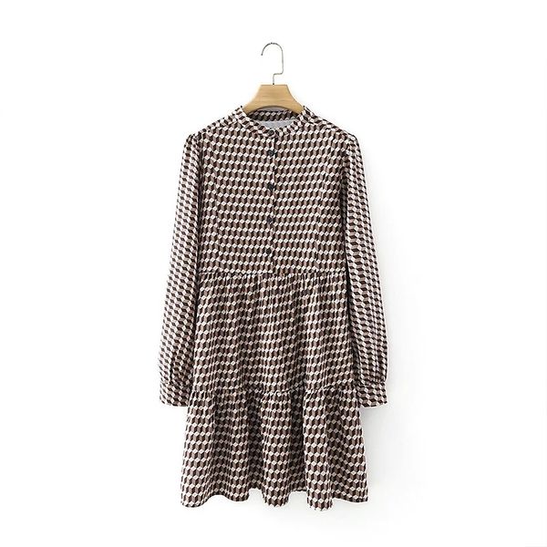 women geometric printing mini dress female stand collar long sleeve clothes casual lady loose vestido d7012 210430, Black;gray
women geometric printing mini dress female stand collar long sleeve clothes casual lady loose vestido d7012 210430, Black;gray