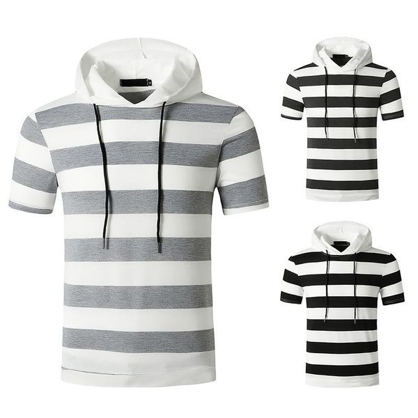 men's hoodies & sweatshirts fashion striped hooded t-shirt men casual short sleeve harajuku streetwear tee shirt homme sportswear pullo, Black
men's hoodies & sweatshirts fashion striped hooded t-shirt men casual short sleeve harajuku streetwear tee shirt homme sportswear pullo, Black