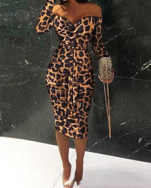 cross border e-commerce independent station women's leopard print off shoulder bandage tight skirt y1006, Black;gray
cross border e-commerce independent station women's leopard print off shoulder bandage tight skirt y1006, Black;gray