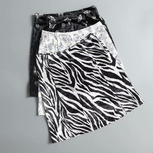 skirts zebra printed a-line high waist zipper mini black white korean fashion clothing short skirt mujer faldas