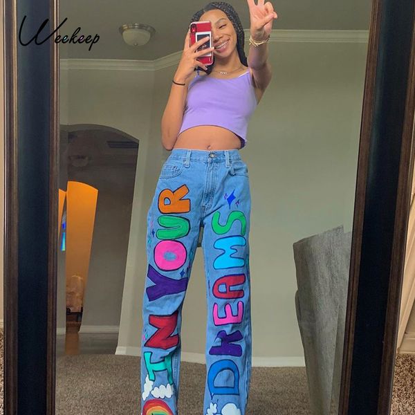 weekeep letter print fashion streetwear jeans women high waist baggy vintage straight trousers leisure female cargo denim pants, Blue
weekeep letter print fashion streetwear jeans women high waist baggy vintage straight trousers leisure female cargo denim pants, Blue