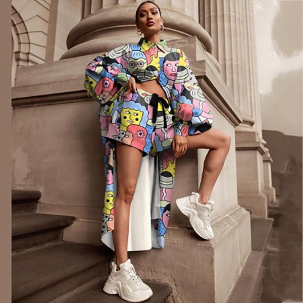 spring autumn 2 pieces women tracksuits sets cartoon print blouse long shirt and shorts set two piece tracksuit, Gray
spring autumn 2 pieces women tracksuits sets cartoon print blouse long shirt and shorts set two piece tracksuit, Gray