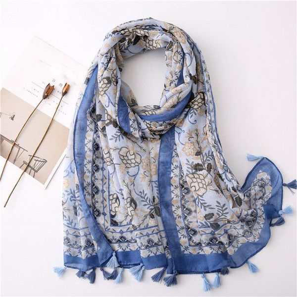 scarves 180*90cm bohemian floral print scarf women beach cover up wrap blanket and shawls, Blue;gray
