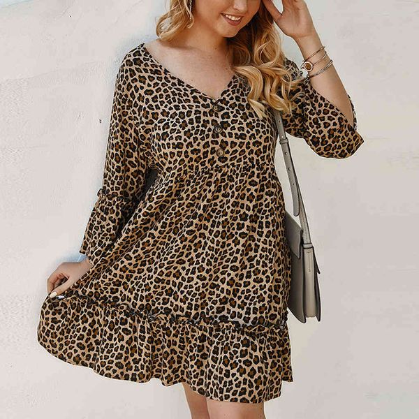 fashion leopard mini woman plus size xl-4xl v-neck dress women casual loose flare sleeve dresses womens vestidos#j30, Black;gray
fashion leopard mini woman plus size xl-4xl v-neck dress women casual loose flare sleeve dresses womens vestidos#j30, Black;gray
