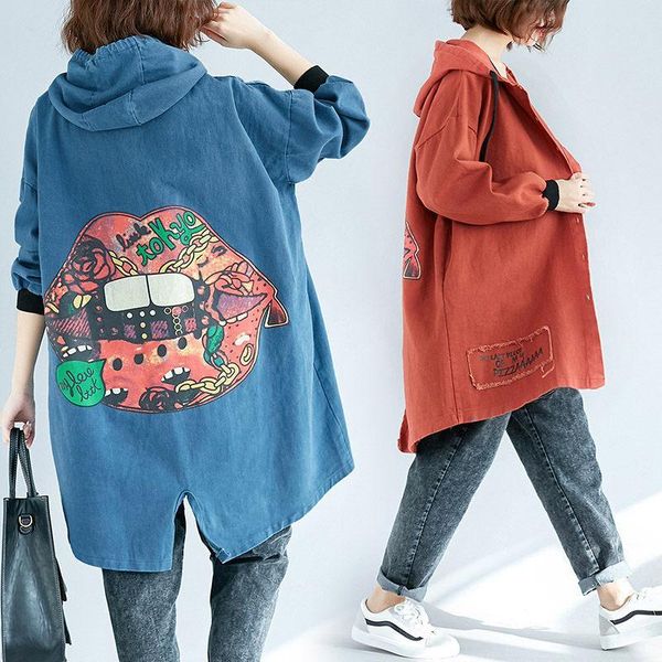 women's trench coats korean version of the loose large size cartoon printing was thin windbreaker female autumn long section denim jack, Tan;black
women's trench coats korean version of the loose large size cartoon printing was thin windbreaker female autumn long section denim jack, Tan;black