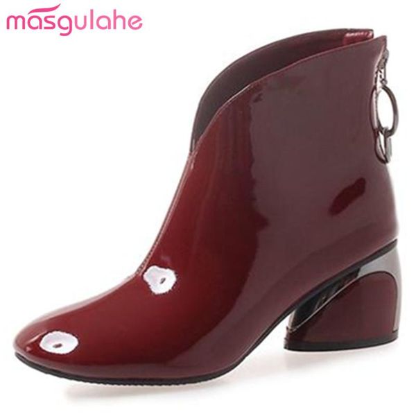 boots masgulahe ankle elegant solid genuine patent leather office lady unique thick heels autumn winter womens shoes, Black
boots masgulahe ankle elegant solid genuine patent leather office lady unique thick heels autumn winter womens shoes, Black
