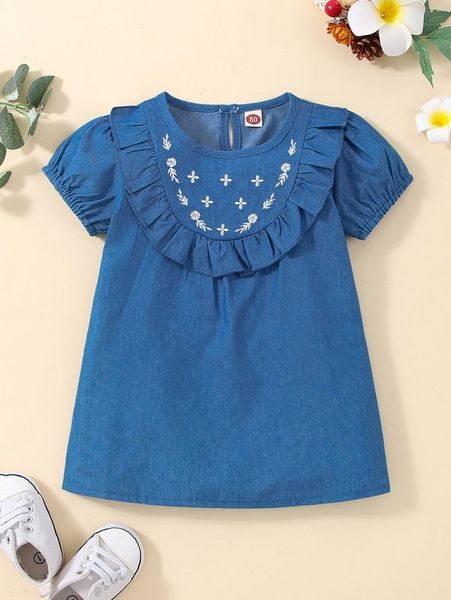 baby floral embroidery ruffle trim puff sleeve dress she, Red;yellow
baby floral embroidery ruffle trim puff sleeve dress she, Red;yellow