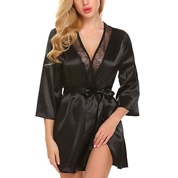 women's sleepwear women satin robe lingerie nightgown underwear deep v bathrobes lace kimono nightie bridal babydoll pajamas, Black;red
women's sleepwear women satin robe lingerie nightgown underwear deep v bathrobes lace kimono nightie bridal babydoll pajamas, Black;red