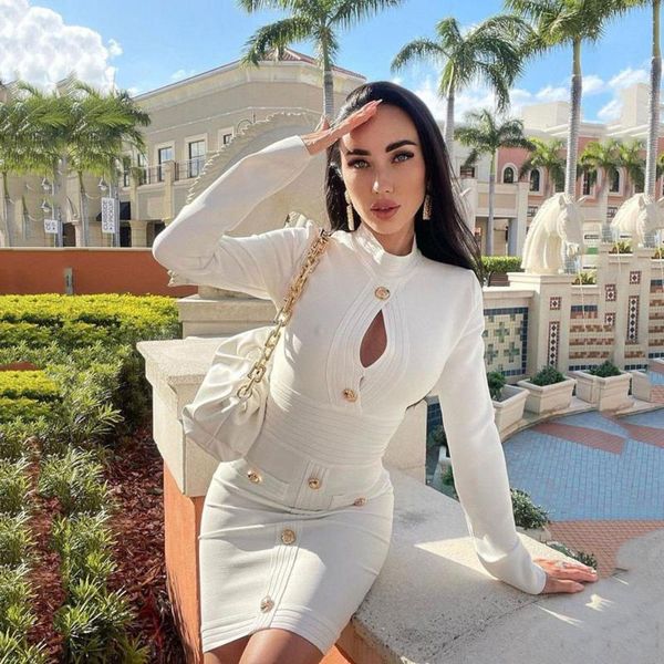 casual dresses 2021 autumn women's long-sleeved bodycon bandage dress button decoration mini celebrity runway party, Black;gray
casual dresses 2021 autumn women's long-sleeved bodycon bandage dress button decoration mini celebrity runway party, Black;gray