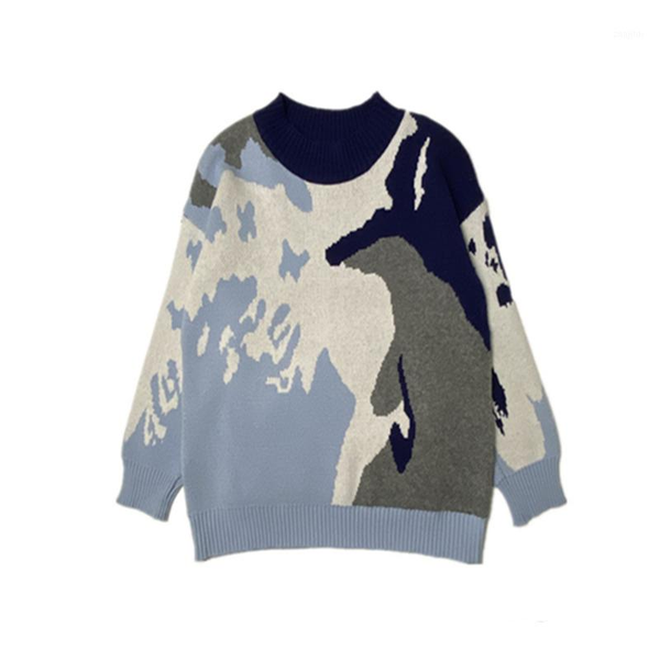 women's sweaters autumn and winter ladies camouflage sweater loose lazy pullover, White;black
women's sweaters autumn and winter ladies camouflage sweater loose lazy pullover, White;black