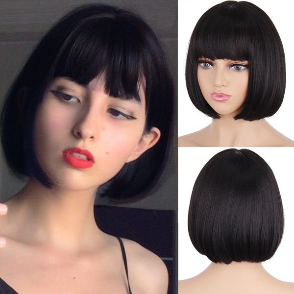 short straight bob synthetic wigs with bangs for black women heat resistant wig for cosplay party daily hairfactory direct
short straight bob synthetic wigs with bangs for black women heat resistant wig for cosplay party daily hairfactory direct