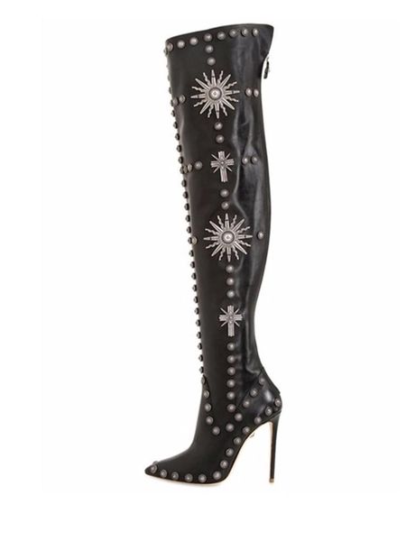 boots pointed toe rivet over the knee leather thin heel flowers zipper regular women autumn winter black
boots pointed toe rivet over the knee leather thin heel flowers zipper regular women autumn winter black