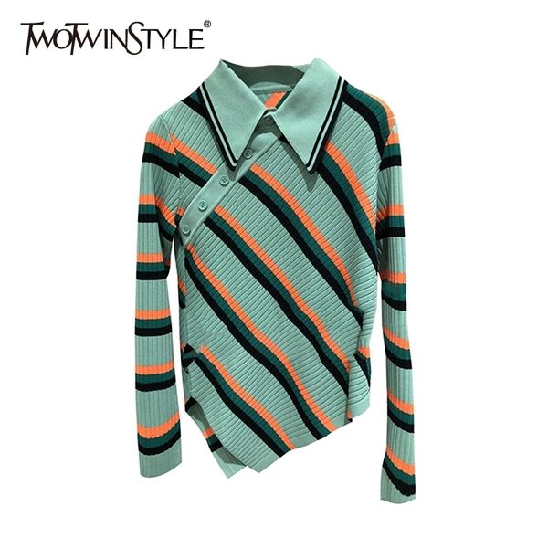 irregular korean striped sweater for women lapel long sleeve hit color casual knitted pullovers female fashion 210524, White;black
irregular korean striped sweater for women lapel long sleeve hit color casual knitted pullovers female fashion 210524, White;black