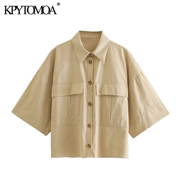 women fashion with pockets oversized blouses short sleeve button-up female shirts blusas chic 210420, White
women fashion with pockets oversized blouses short sleeve button-up female shirts blusas chic 210420, White