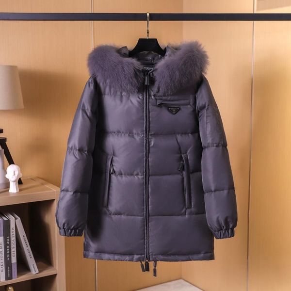 down jacket p family large wool collar straight tube warm white goose fashion women's small, Black
down jacket p family large wool collar straight tube warm white goose fashion women's small, Black
