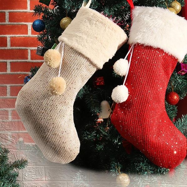 christmas decorations stockings 18" xmas socks with plush ball gift candy treat bag for tree fireplace hanging holiday
christmas decorations stockings 18" xmas socks with plush ball gift candy treat bag for tree fireplace hanging holiday