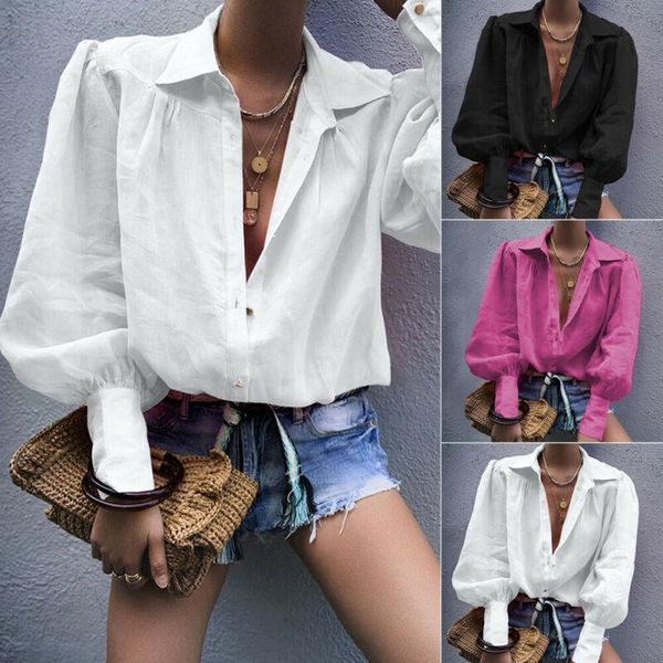 casual women cotton puff long sleeve shirt ladies loose turndown collar blouse black white rose red women's blouses & shirts
casual women cotton puff long sleeve shirt ladies loose turndown collar blouse black white rose red women's blouses & shirts