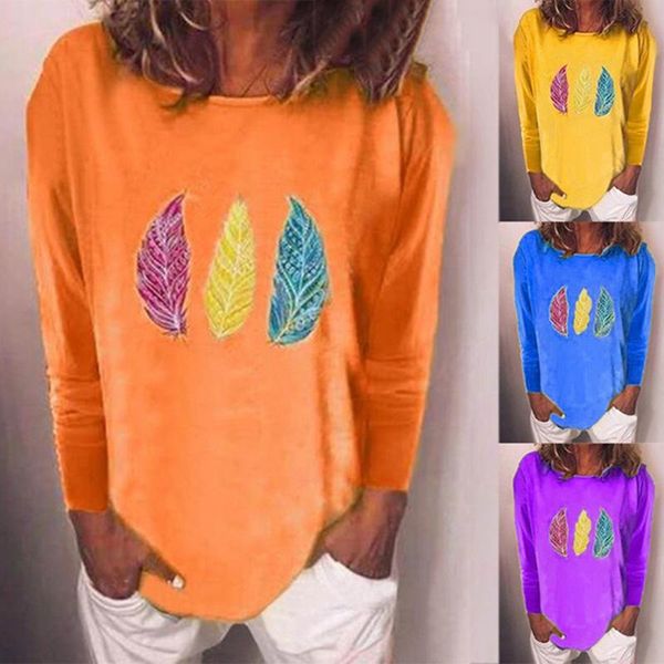 women's t-shirt t shirt autumn fashion long sleeved casual daily o neck leaf print loose street ladies, White
women's t-shirt t shirt autumn fashion long sleeved casual daily o neck leaf print loose street ladies, White
