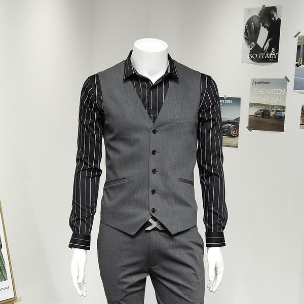 men's vests slim style men vest 2021 wedding groom daily casual business man wear gray single breasted plus 56, Black;white
men's vests slim style men vest 2021 wedding groom daily casual business man wear gray single breasted plus 56, Black;white