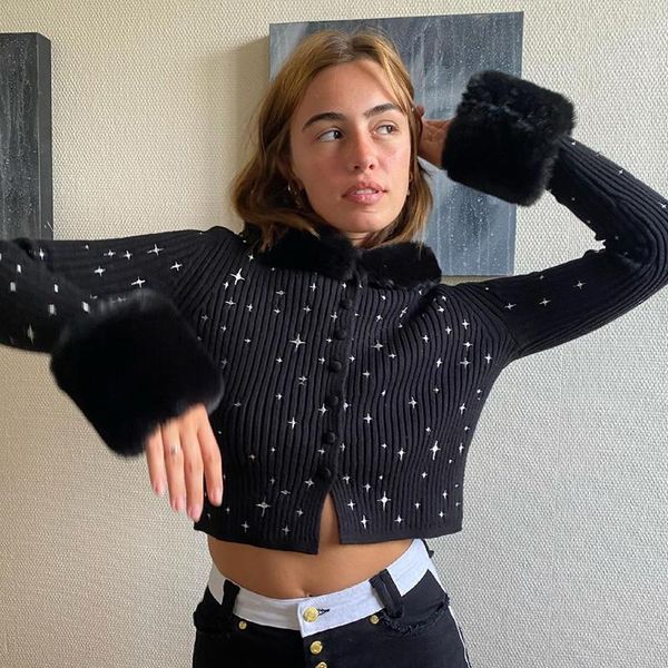 women's knits & tees women star pattern fur trim y2k knitted cardigan sweater long sleeve slim hooded coat kawaii cropped knitwear stre, White
women's knits & tees women star pattern fur trim y2k knitted cardigan sweater long sleeve slim hooded coat kawaii cropped knitwear stre, White