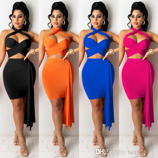 designer women two piece dress bandage group skirt breast wrapped dresses solid color suit, White
designer women two piece dress bandage group skirt breast wrapped dresses solid color suit, White