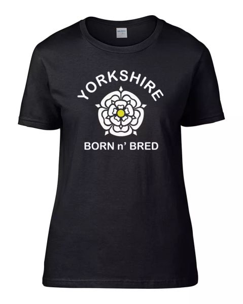 yorkshire born n' bred- regional pride women's t shirt, White;black 
yorkshire born n' bred- regional pride women's t shirt, White;black