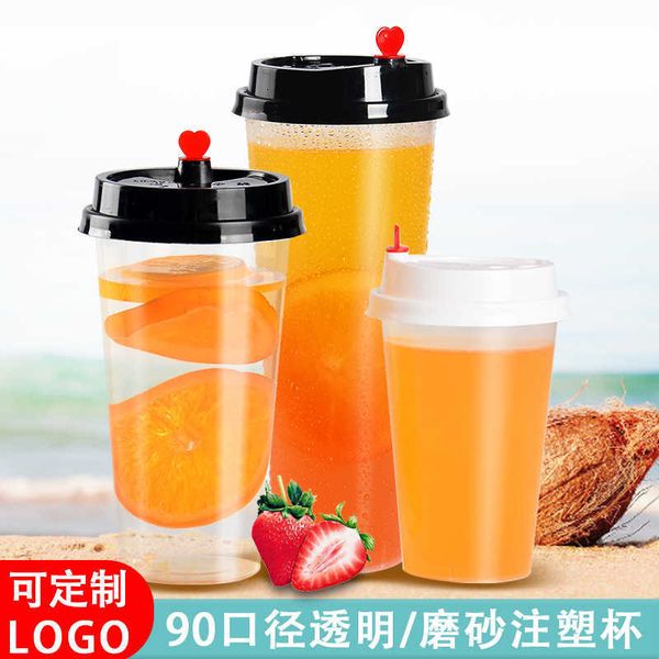 90 caliber disposable milk tea cup high transparent frosted thickened plastic cup juice beverage injection cup
90 caliber disposable milk tea cup high transparent frosted thickened plastic cup juice beverage injection cup