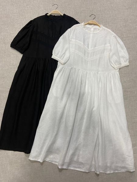 japanese french women embroidered linen dress short sleeve lace collar summer casual dresses, Black;gray
japanese french women embroidered linen dress short sleeve lace collar summer casual dresses, Black;gray