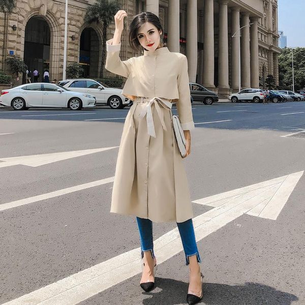 women's trench coats thin film fall paragraph accept waist windbreaker socialite hepburn dust coat dress autumn qiu dong outfit female, Tan;black
women's trench coats thin film fall paragraph accept waist windbreaker socialite hepburn dust coat dress autumn qiu dong outfit female, Tan;black
