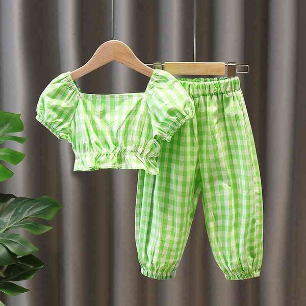 children's clothing sets fashion kids clothes summer bubble sleeve waist plaid shirt + trousers girl 210515, White
children's clothing sets fashion kids clothes summer bubble sleeve waist plaid shirt + trousers girl 210515, White